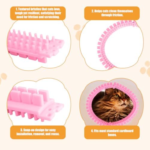 Cat Self Groomer Arch for Cardboard Boxes, DIY Tunnel Self-Grooming Brush Hole - Image 3
