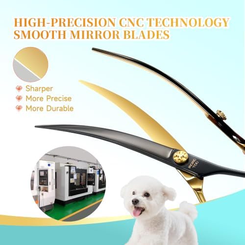 45° Super Curved Dog Grooming Scissors 7.5" CNC 440C Blades - Image 6