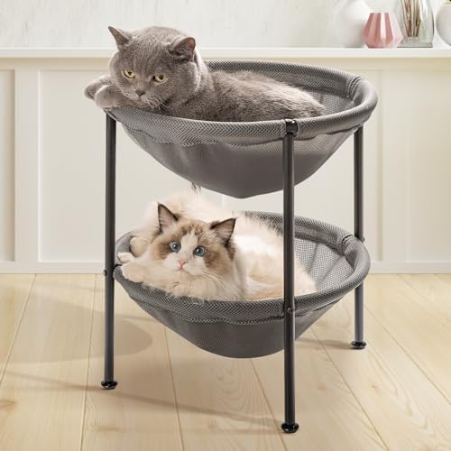 JUNSPOW Double Cat Bed Grey, Breathable by JUNSPOW