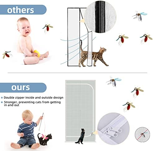 QWR Reinforced Cat Screen Door, Fits Door Opening Size 32''x 80'', Thickened - Image 5