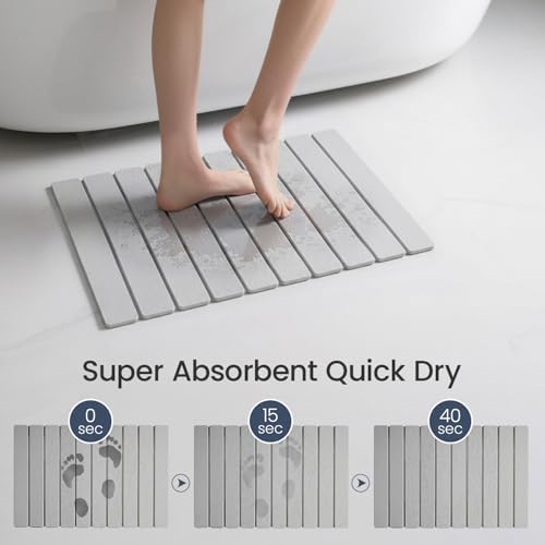 Meowoo Foldable Stone Bath Mat, 15.7" x 11.8" Diatomaceous Earth Mat - Image 4