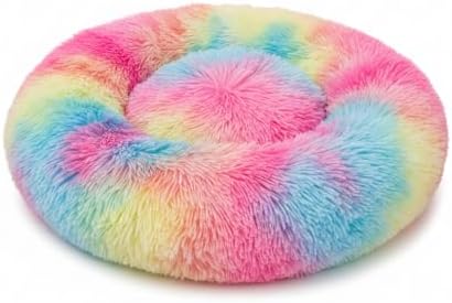 Cat Bed for Indoor Cats, Donut Washable Bed for Kittens, Small Dogs Rainbow - Image 6