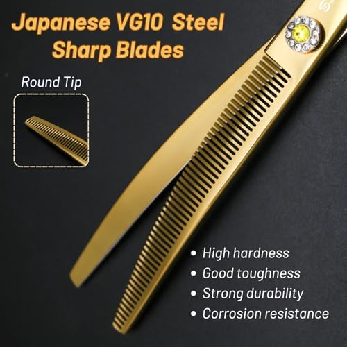 7.5in 25° Curved 56 Teeth Thinning Dog Grooming Scissors - Image 2