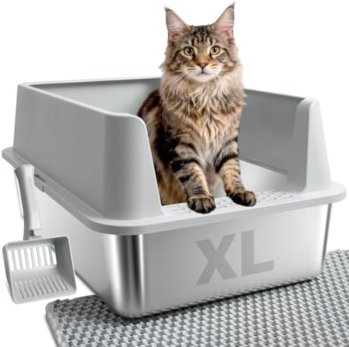 Stainless Steel Litter Box, Extra Large Cat Litter Boxes by Futam