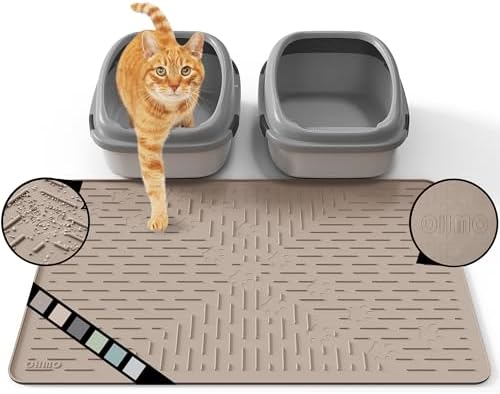OHMO Large Cat Litter Mat, 31.5x23.6 Silicone Trapping Mat Beige by OHMO