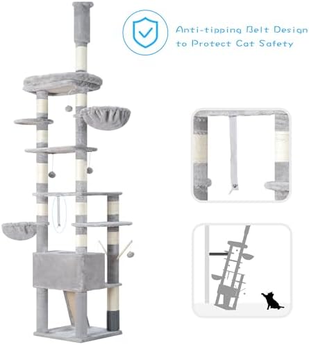 Hey-brother Cat Tree Tower, Adjustable Height, Floor to Ceiling - Image 7