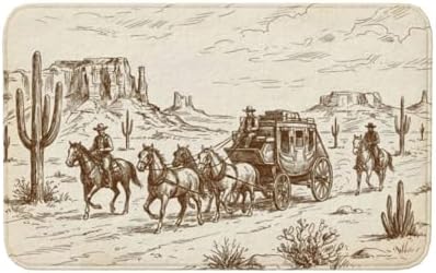 Western Desert Cowboys Bath Mat Non-Slip Soft Microfiber Bathroom Rugs Washable by Unknown