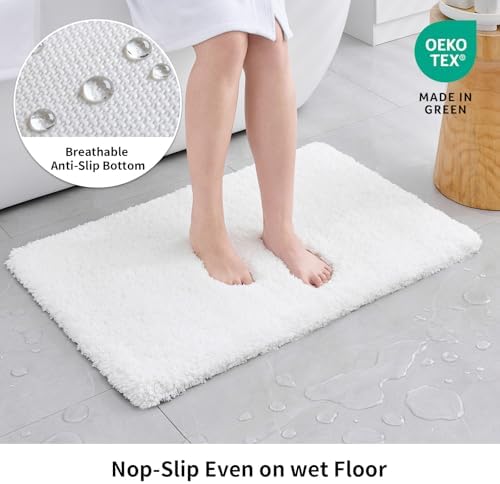 Disolla White Bathroom Runner Rug 24x59, Non-Slip Soft Plush Large Bath Mat - Image 3