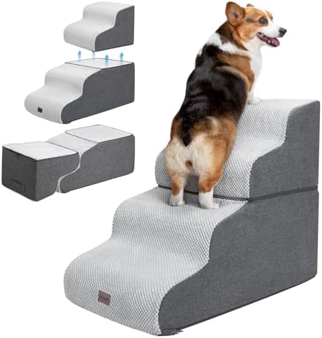 Garnpet Dog Stairs for High Beds, 4-Step Dog Steps for Small Dogs and Cats by Garnpet