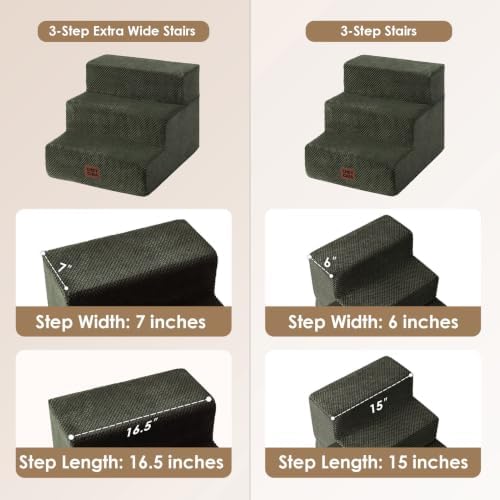 EHEYCIGA Dog Stairs 13.5" H, 3-Step Extra Wide Dog Steps - Image 2