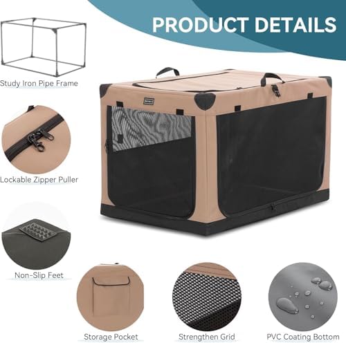 PETSFIT 26" Soft Portable Dog Crate – Patented Spiral Sturdy Frame, Collapsible - Image 5
