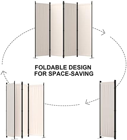 Room Divider, 4 Panel Folding Screen, 88” Portable Separating 3 Feet - Image 6