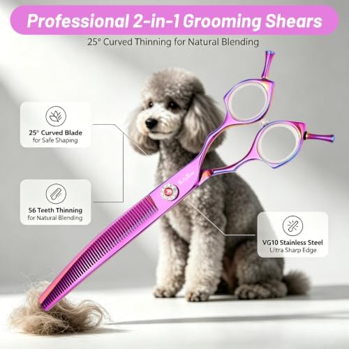 7.5inch Curved Thinner Dog Grooming Scissors, 56 Teeth Shears - Image 2
