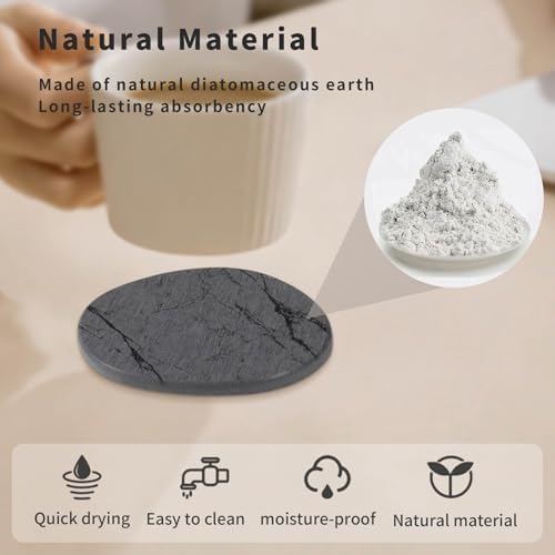 Diatomaceous Earth Coasters Set of 4，Super Absorbent Quick-Dry Heat-Resistant - Image 2
