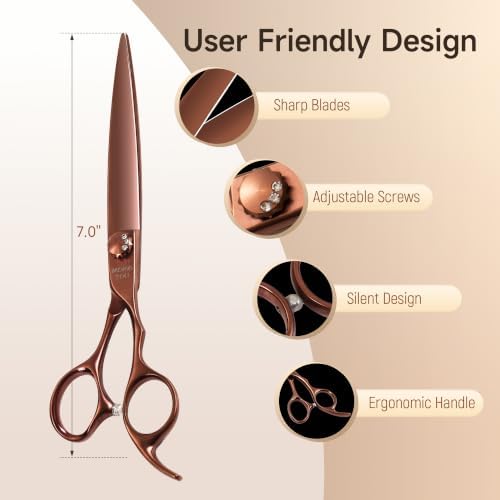 7'' Straight Dog Grooming Scissors 440C Stainless Steel - Image 3