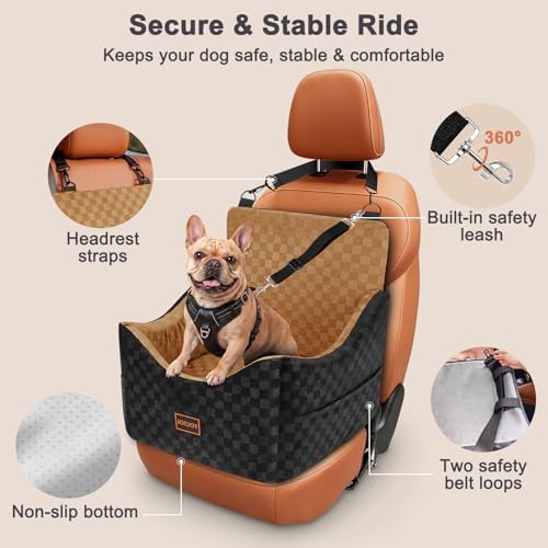JOEJOY Elevated Dog Car Seat for Small/Medium Dogs up to 35 lbs, Memory Foam - Image 5