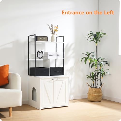 DWANTON Cat Litter Box Enclosure, 2 Storage Shelves and 2 Drawers - Image 5