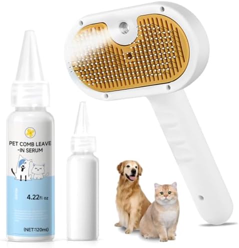 Pet Steam Brush for Dog & Cat – shower bath brush – Steam for Shedding & by VVWVVW