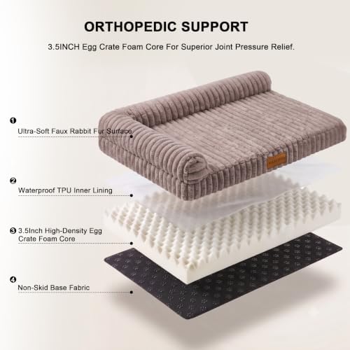 Orthopedic Large Dog Bed Furry Pet Bed, Washable Cover 48''X30'' - Image 6