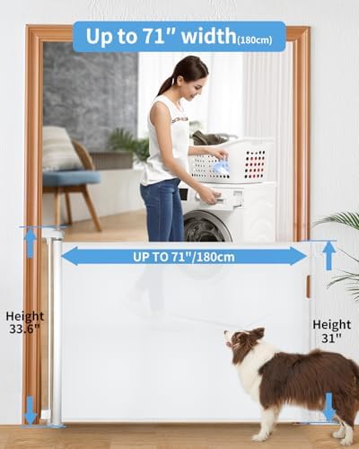 33" H Retractable Baby & Dog Gate, Fits up to 71" W, Hardware Mounted - Image 2