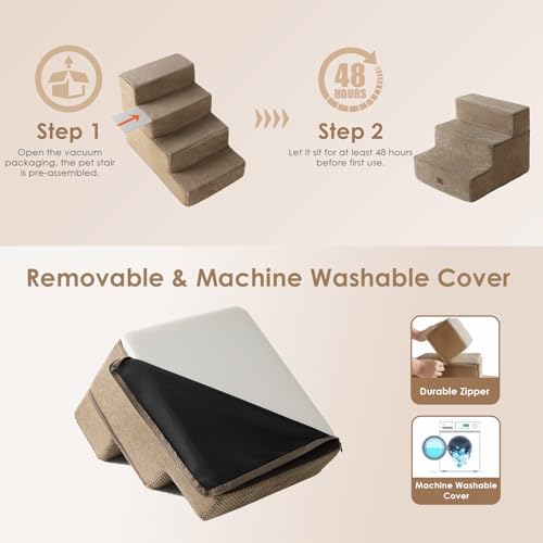 EHEYCIGA Dog Stairs for Small Dogs 13.5" H, 3-Step Dog Steps for Cats - Image 6