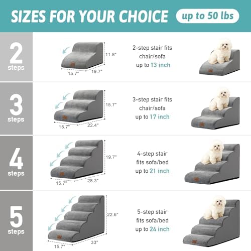 COZY KISS Dog Stair for Small Dog 15.7" H, 3 Step Pet Ramp for Couch - Image 2