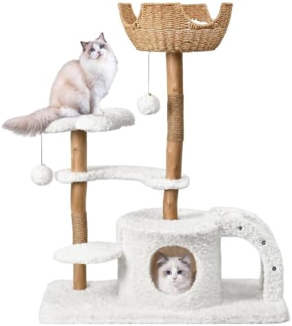 Easyego Modern Cat Tree, 45.6" Aesthetic Wood Cat Tree Tower by Easyego