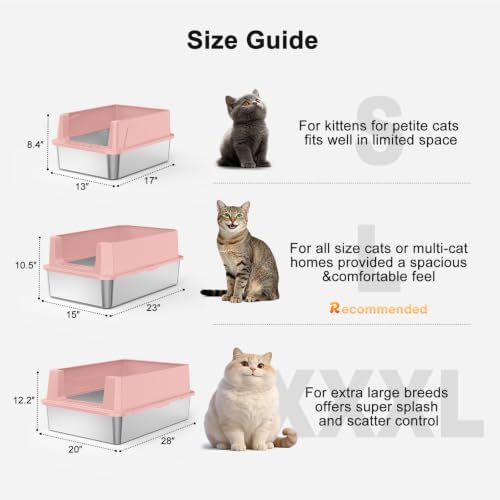 FURTIME Stainless Steel Cat Litter Box, Small Cats Metal Litter Box - Image 6