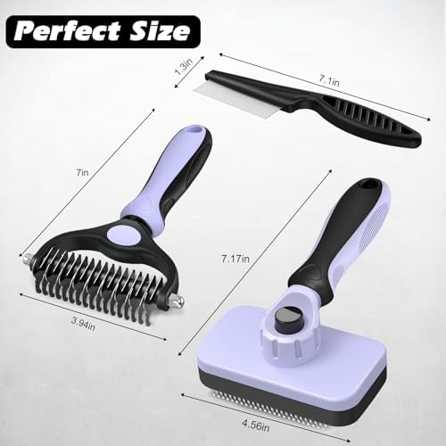 Professional 3PCS Self Cleaning Slicker Brush & Pet Grooming Rake & Flea Comb - Image 7