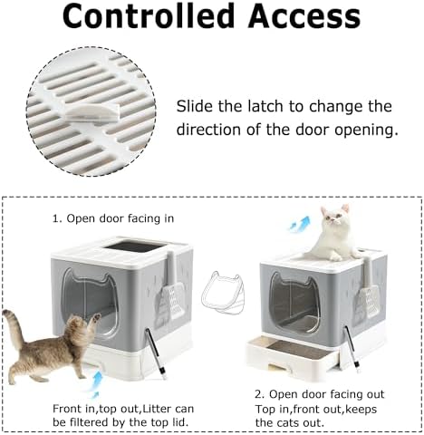 Gefryco Cat Litter Box with Lid, Top Entry Kitten Litter Box with Controlled - Image 2