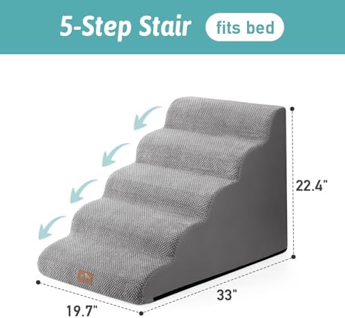 COZY KISS Extra Wide Dog Stair for Small Dog, 5 Step Pet Ramp for Bed - Image 6