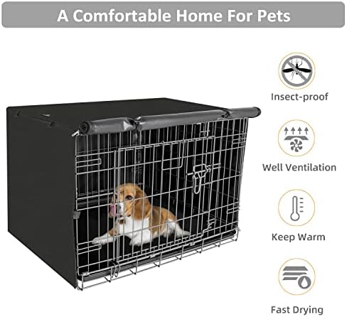 X-ZONE PET Dog Crate Cover Waterproof Kennel Cover, 36 in Black - Image 5