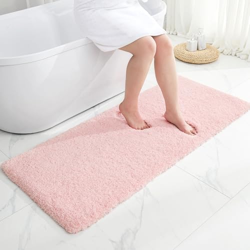 Disolla Pink Bathroom Rugs 24x48, Non-Slip Plush Thick Bath Mat by Disolla