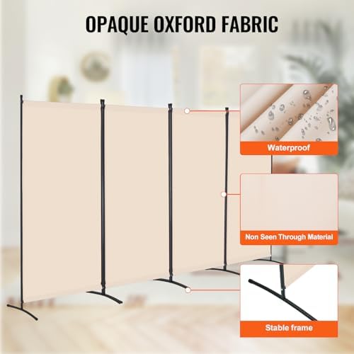 VEVOR Room Divider, 4 Panel Room Divider, Folding Privacy Screen and Portable - Image 3