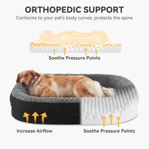 JOEJOY Orthopedic Dog Bed for Large Dogs, Egg-Crate Memory Foam Pet Bed - Image 2