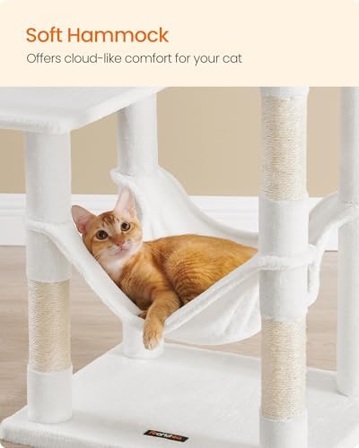 Feandrea Cat Tree, 54.2-Inch Cat Tower, Cream White - Image 4