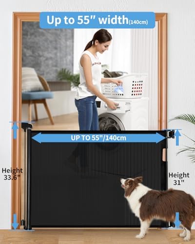 33" H Retractable Baby&Dog Gate, Fits up to 55" W, Hardware Mounted - Image 2