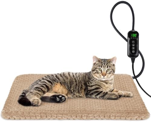 INVENHO Heated Cat Bed, Waterproof Adjustable Temperature Dog Cat Heating Pad by INVENHO