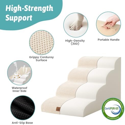 COZY KISS Dog Stairs for Small Dogs, 4 Step Pet Stairs for Beds & Couches - Image 6