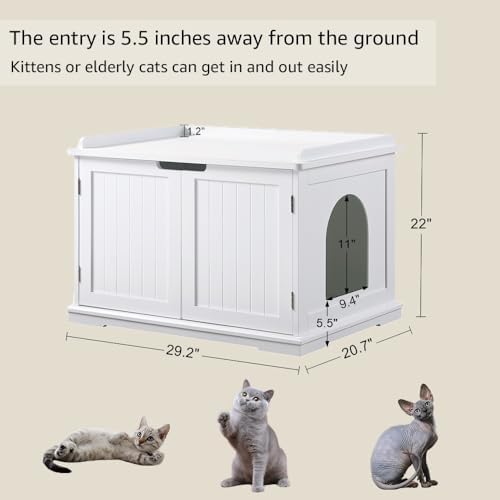 unipaws Cat Litter Box Enclosure Furniture, Hidden Litter Box Cover - Image 6