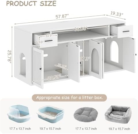 58" Large Cat Litter Box Enclosure Furniture - Image 2