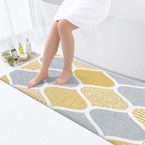 JAWO Yellow and Grey Paisley Bath Mat - Image 4