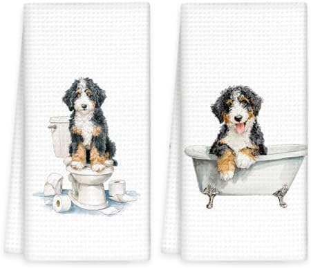 Funny Bernedoodle Dog Hand Towels Set of 2, Gifts by OINDADE