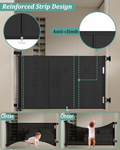 Miumoon 71 inch Reinforced Retractable Baby Gates 34 inch Tall - Image 2