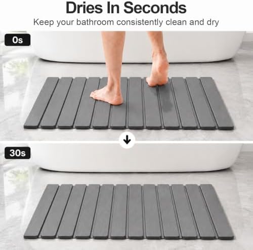 Linidcoud Foldable Stone Bath Mat, Diatomite Quick Dry Shower Mat 32" x 16" - Image 4