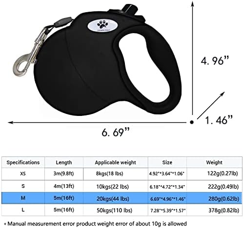 16 ft Retractable Dog Leash for Large Dogs up to 44 lbs, Tangle-Free Nylon Tape - Image 2