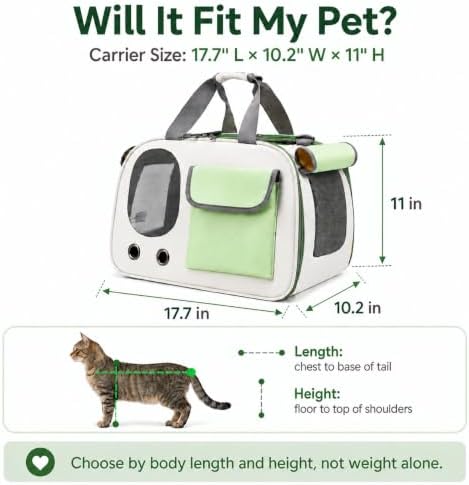 Soft-Sided Cat Carrier, 17.7“×10.2”×11“ Foldable Portable Pet Travel Bag - Image 2