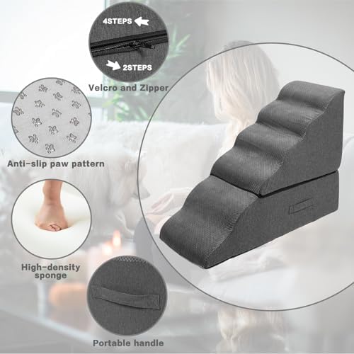 6-Step Dog Stairs Steps for High Bed 30" H, Dark Grey - Image 5