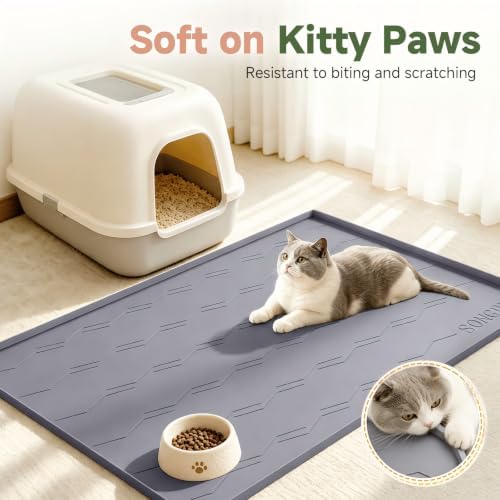 Songrey Silicone Cat Litter Mat 34" x 22", Large Litter Trapping Mat - Image 5