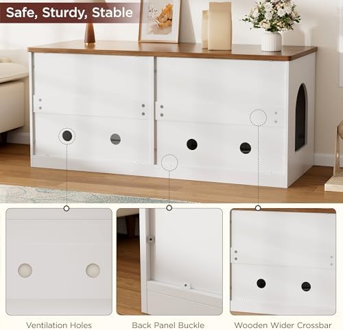 Cat Litter Box Enclosure, 47.2" Cat Litter Box Furniture - Image 7